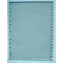 20 Pages Grey Color PP Index Divider With Number Printed (BJ-9026)